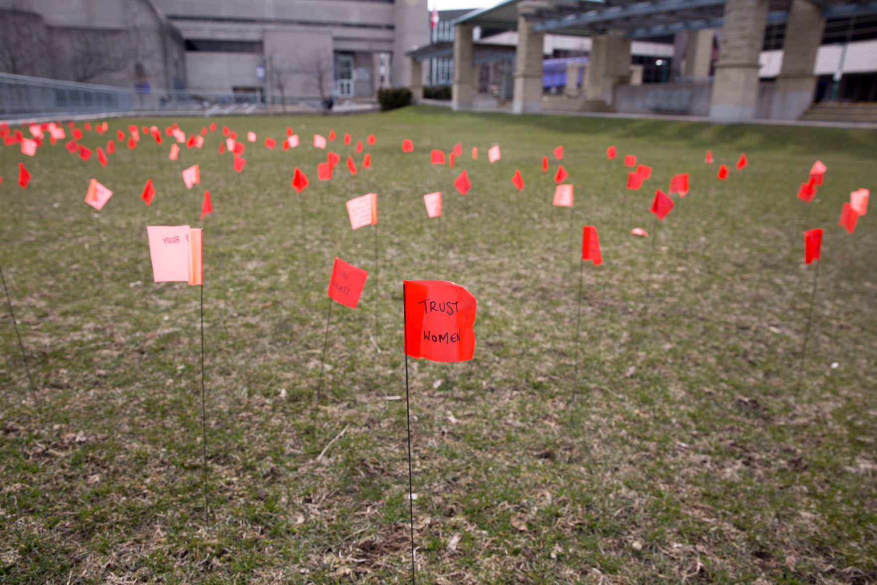 Pro-choice flags, 'trust women'